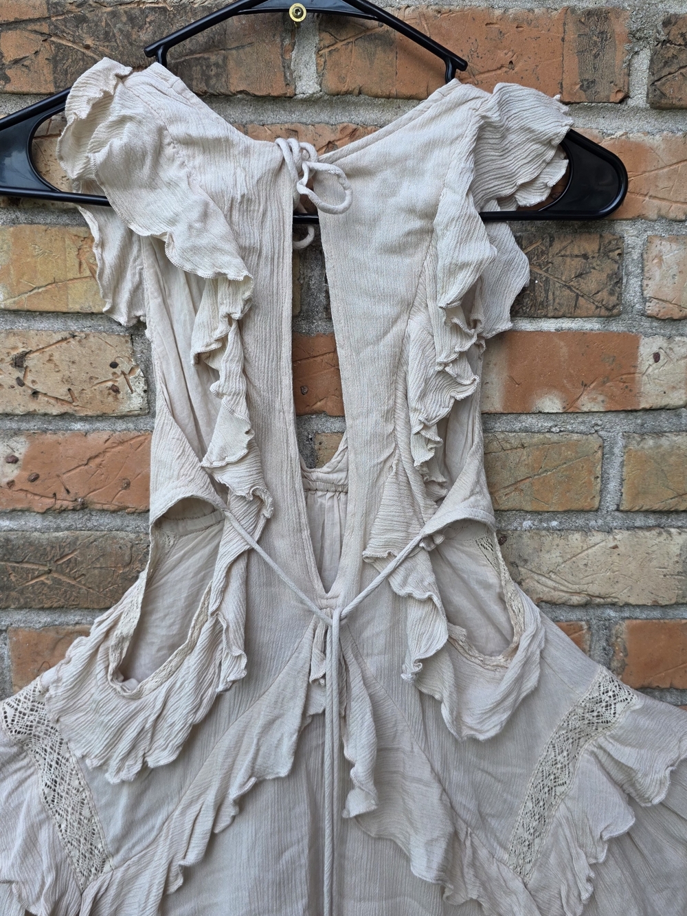 Free People Cream Ruffled Mini Dress - Picture 8 of 14